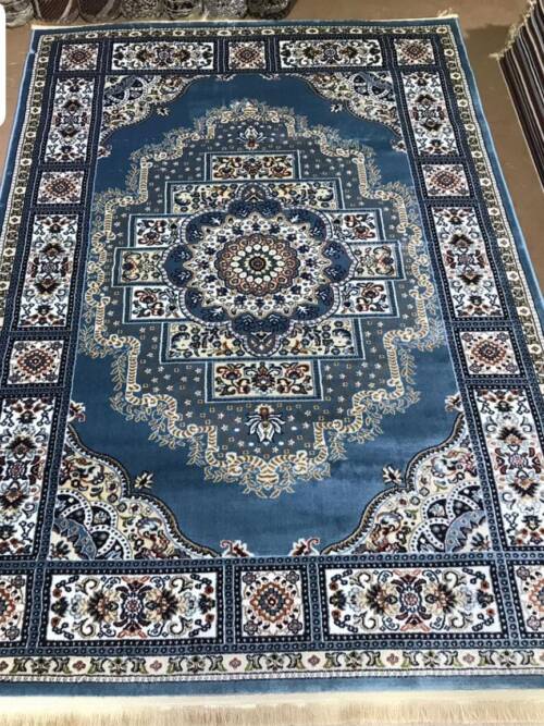 Tabriz Panel Medallion Rug — Light Blue/Ivory & Bronze (R295B)