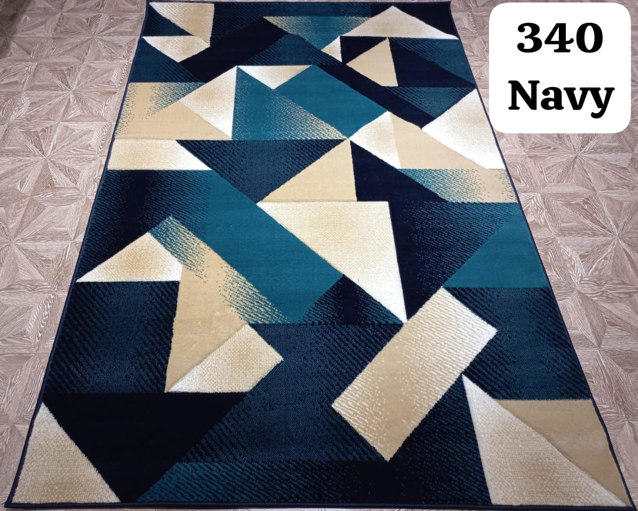 Modern Geometric Navy Rug (340)