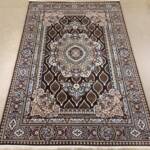 Isfahan Lattice Medallion Rug — Coffee Brown/Ivory & Sky-Blue