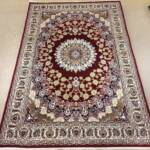 Kashan Floral Medallion Rug — Maroon/Gold & Ivory