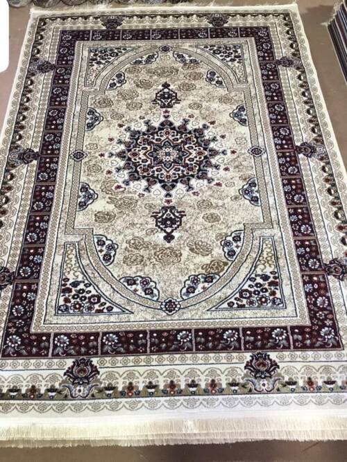 Tabriz Arch Medallion Rug — Beige/Ivory & Burgundy (R363B)