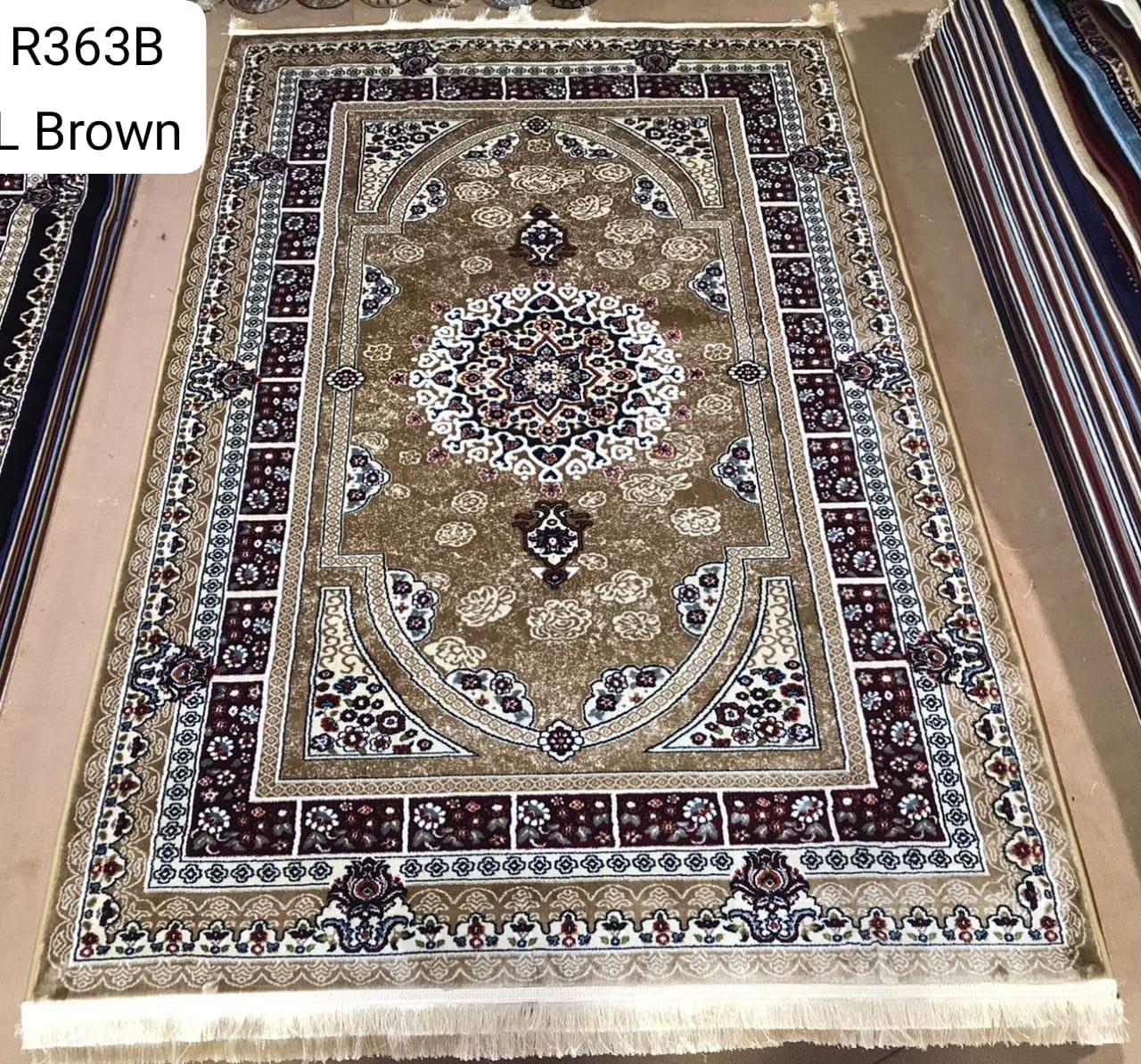 Tabriz Arch Medallion Rug — Light Brown/Ivory & Burgundy (R363B)