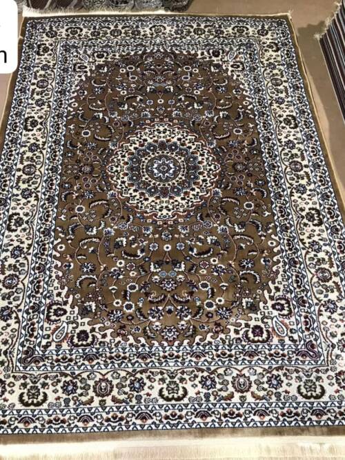Kashan Floral Medallion Rug — Light Brown/Ivory (R327A)