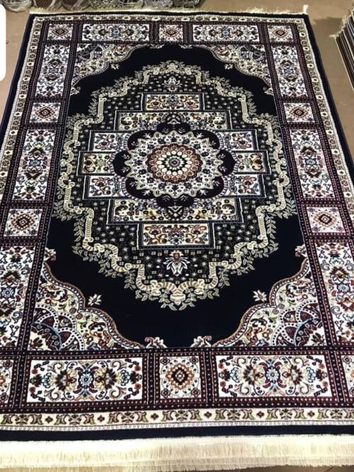 Tabriz Panel Medallion Rug — Navy/Ivory & Bronze (R295B)