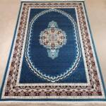 Isfahan Azure Oval Medallion Rug — Teal/Blue & Ivory