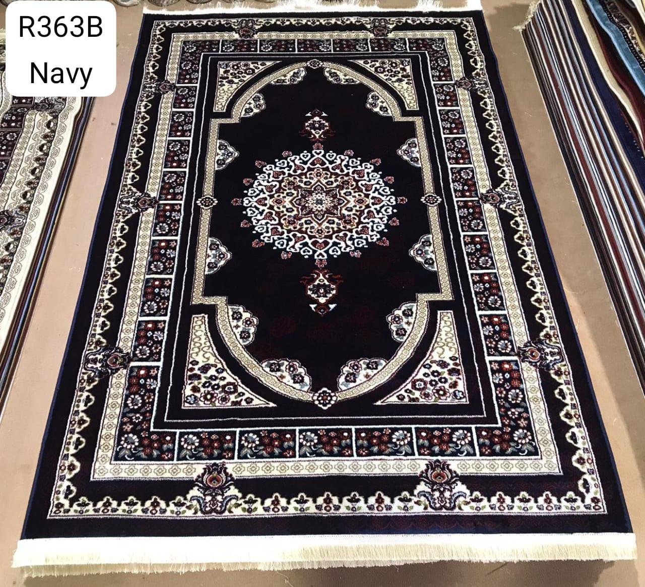 Tabriz Arch Medallion Rug — Navy/Ivory & Burgundy (R363B)