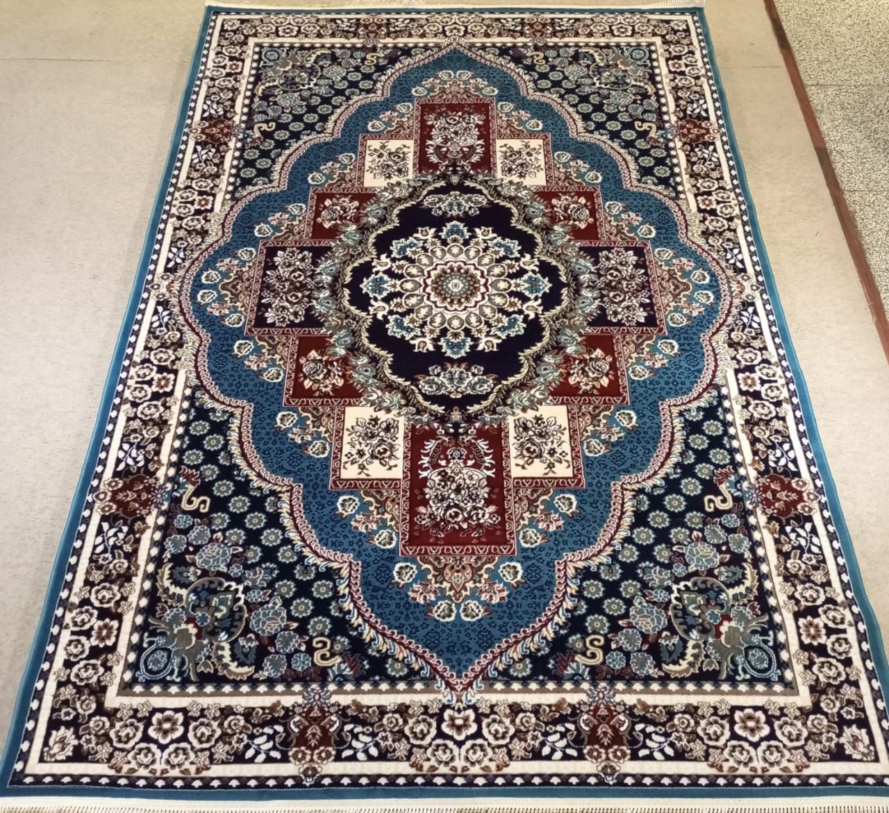 Royal Blue & Maroon Persian Medallion Rug