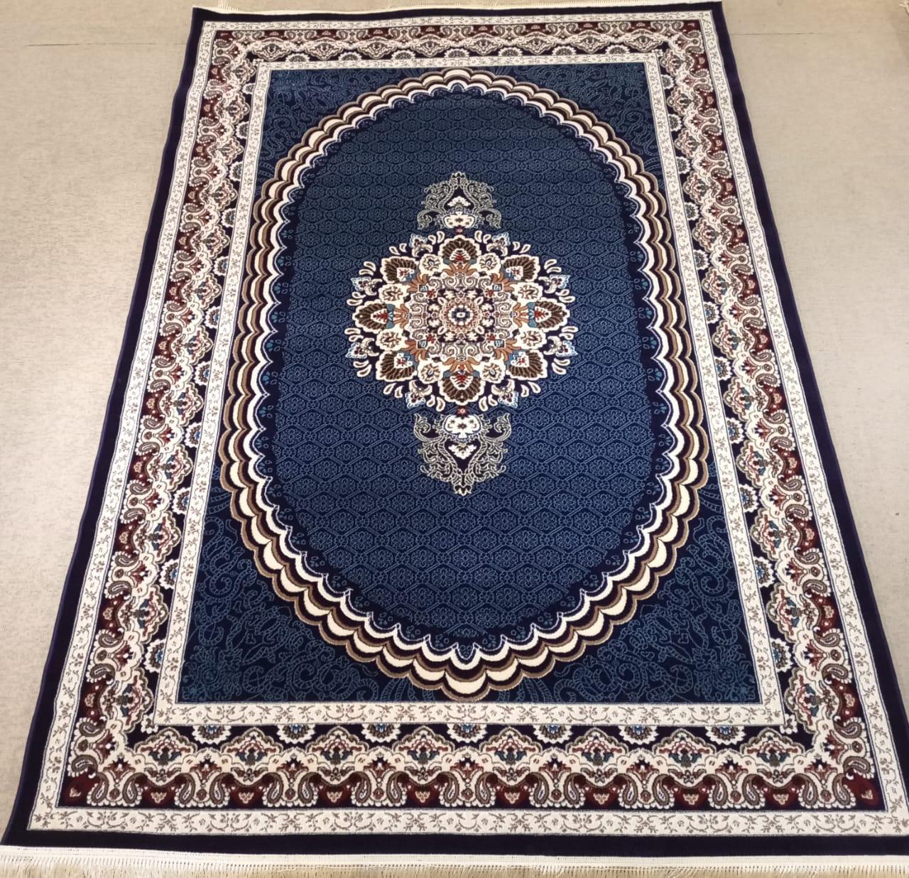 Isfahan Oval Medallion Rug — Navy/Ivory & Wine