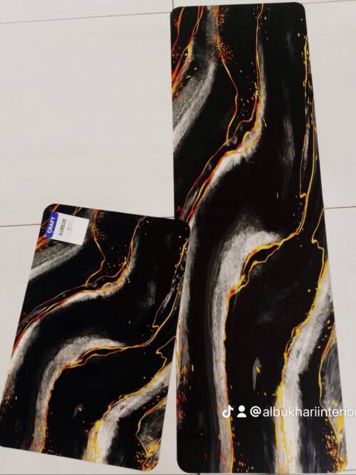 Runners featuring a distinctive lava flow or cosmic-inspired design