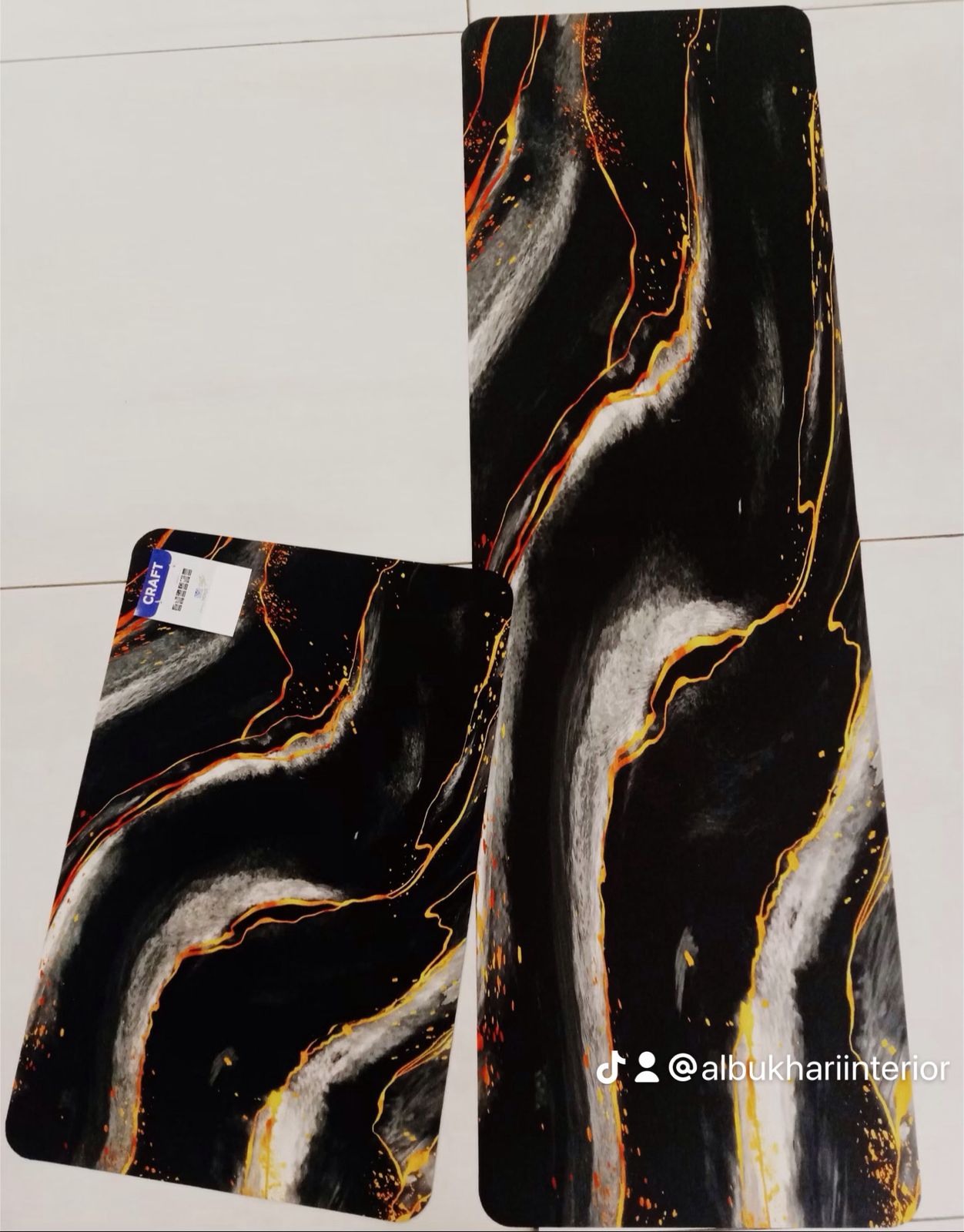 Runners featuring a distinctive lava flow or cosmic-inspired design