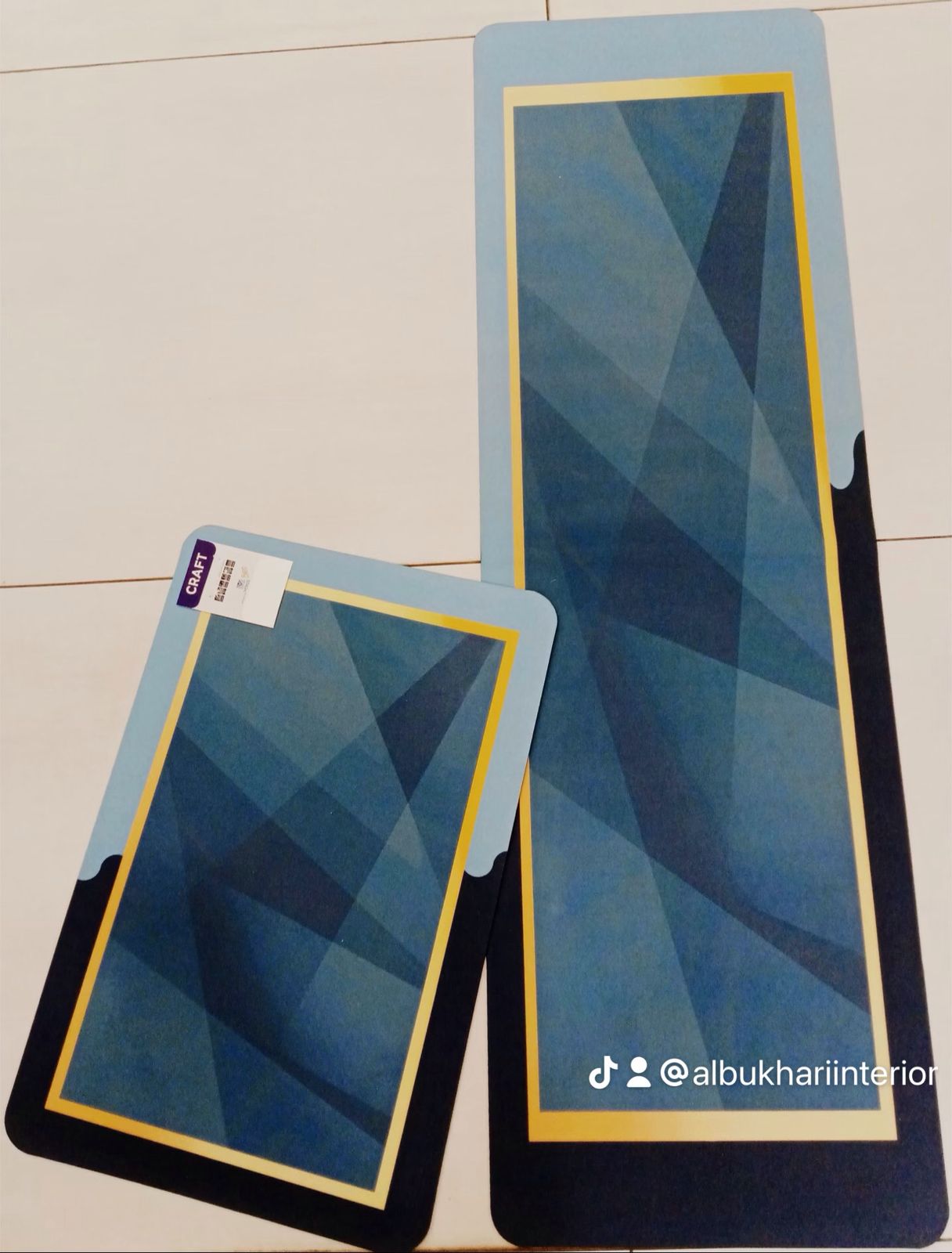 CRAFT by Albukhari Interior Blue Geometric Patterned Floor Mats / Runners