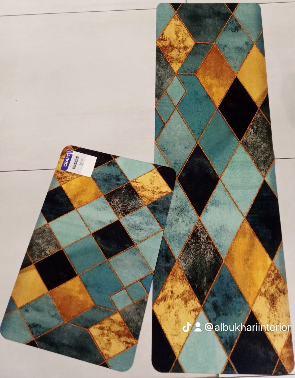 CRAFT by Albukhari Interior Geometric Diamond Pattern Floor Mats / Runners