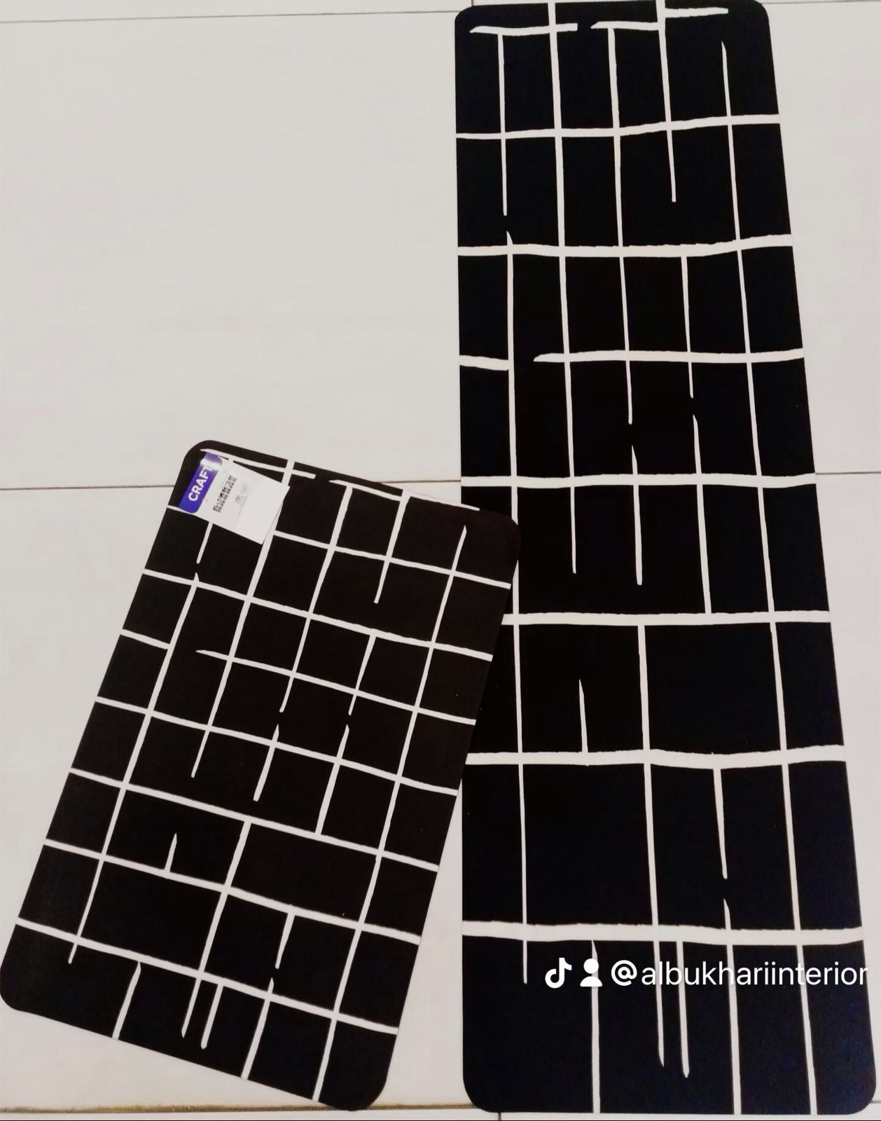 CRAFT by Albukhari Interior Black and White Grid Patterned Floor Mats / Runners
