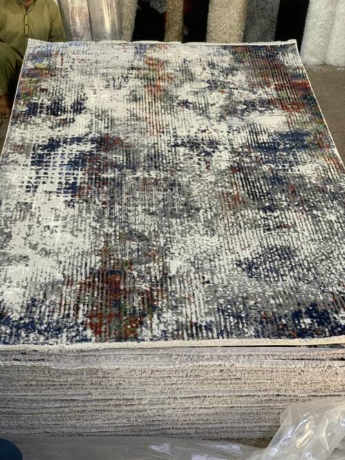 Textured Abstract Rug in White