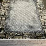 Modern White, Grey, and Black Abstract Rug with Textured Geometric Design