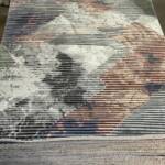 Modern Textured Abstract Area Rug with a distinctive linear