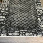Modern Geometric Abstract Area Rug with a distressed or aged effect