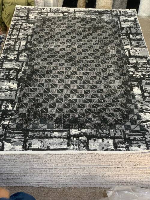 Modern Geometric Abstract Area Rug with a distressed or aged effect