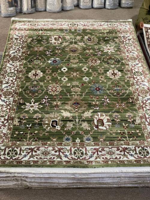 Traditional Green Persian-Style Area Rug