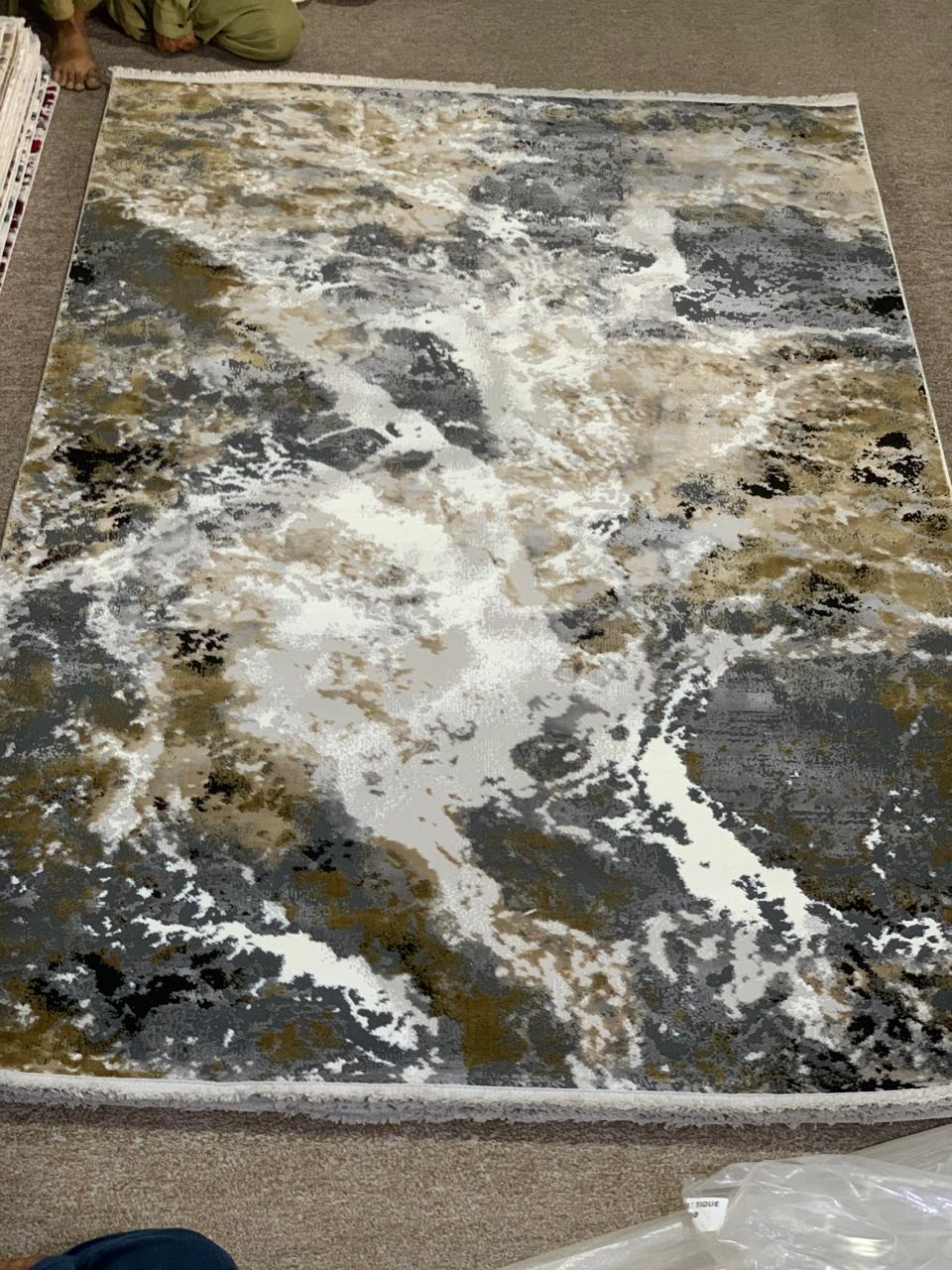 Modern Abstract Area Rug with a mottled or textured appearance