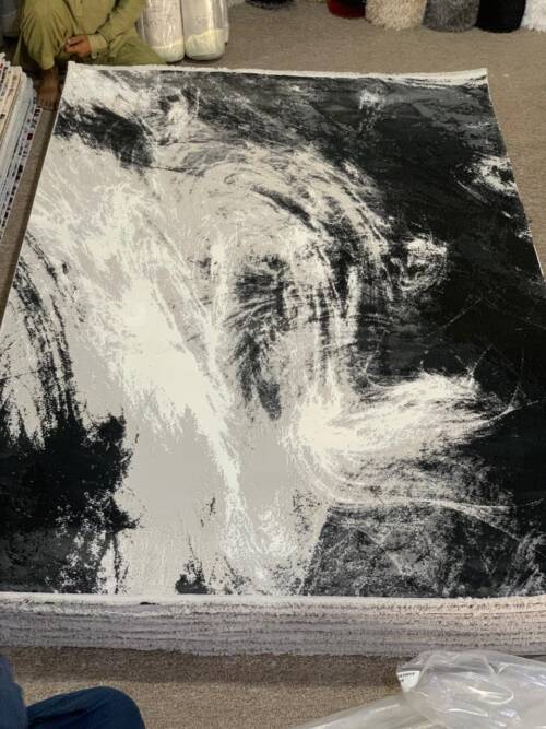 Modern Abstract Area Rug with a monochromatic palette