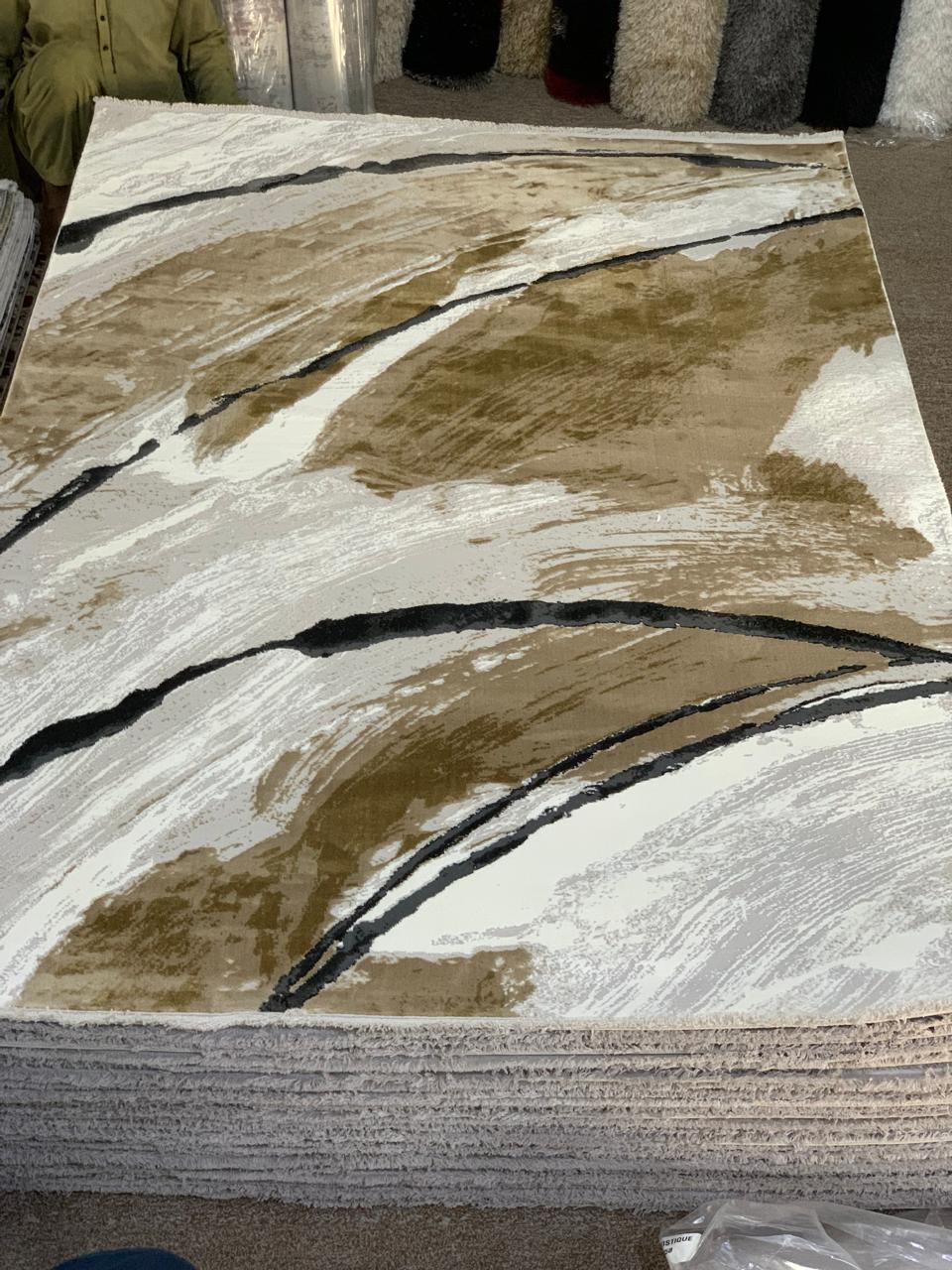 Modern Abstract Brushstroke Area Rug with a multi-tonal - Image 2