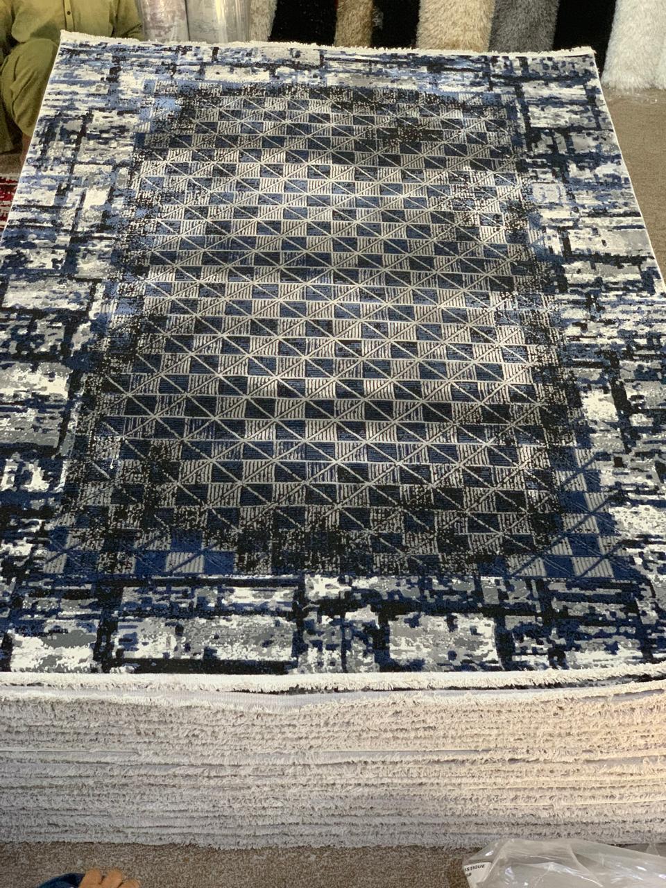 Modern Geometric Abstract Area Rug with a distressed or aged effect - Image 2