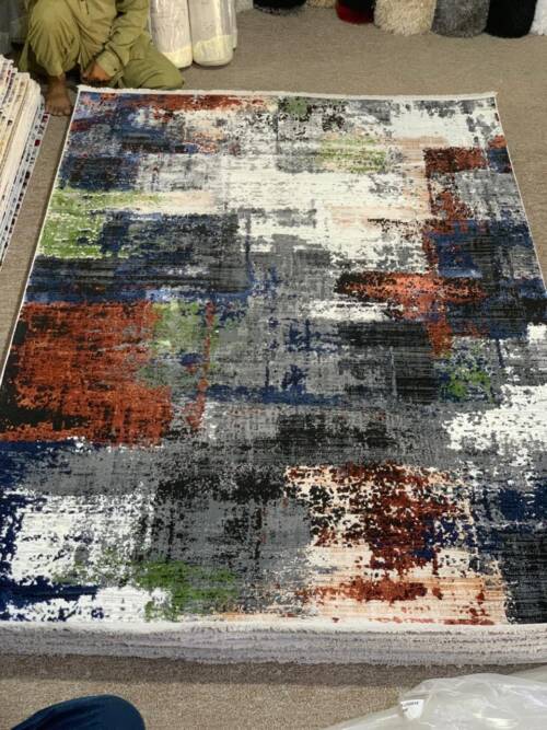 Modern Abstract Distressed Rug distressed effect