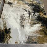 Modern Abstract Distressed Area Rug shades of brown, white and black