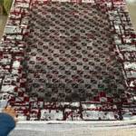 Modern Geometric Rug combination of red and black