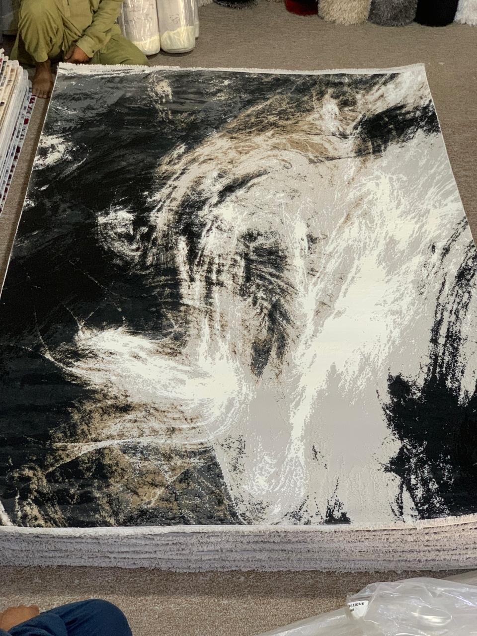 Modern Abstract Area Rug with a monochromatic palette - Image 2