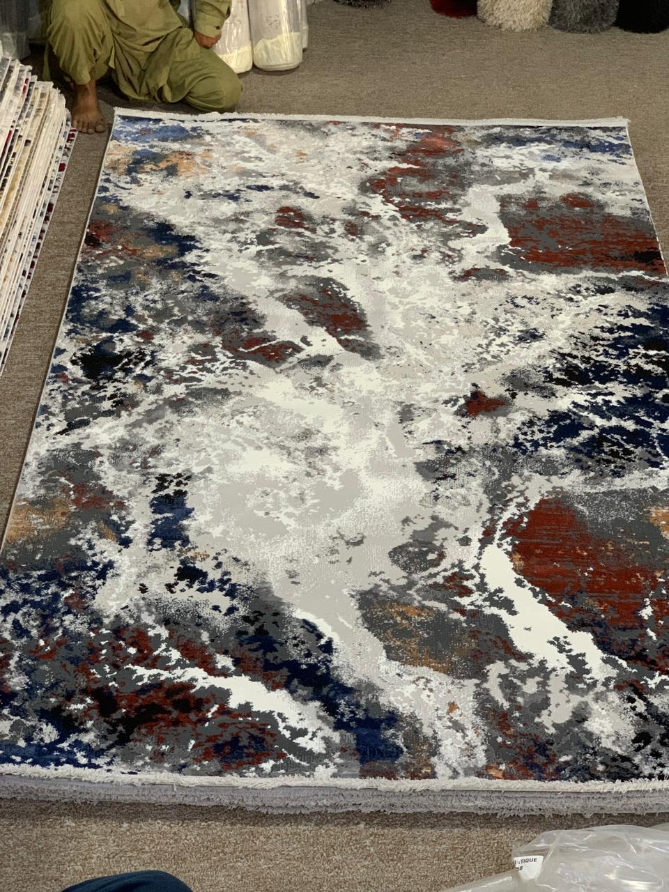 Modern Abstract Area Rug with a mottled or textured appearance - Image 3