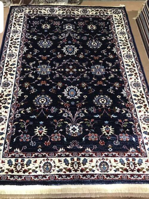 Kashan Allover Floral Rug — Navy/Ivory (R296A)