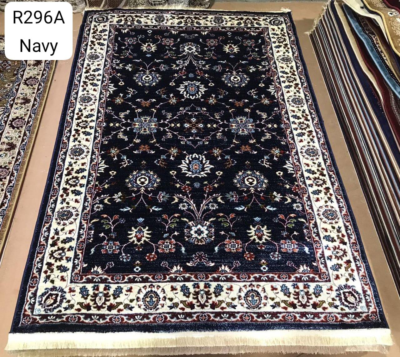 Kashan Allover Floral Rug — Navy/Ivory (R296A)