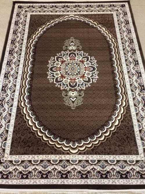 Isfahan Oval Medallion Rug — Coffee Brown/Ivory