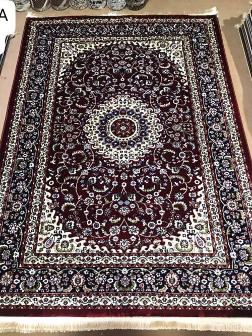 Kashan Floral Medallion Rug — Red/Ivory (R327A)