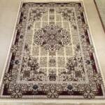 Kheshti Garden Medallion Rug — Ivory/Beige & Wine