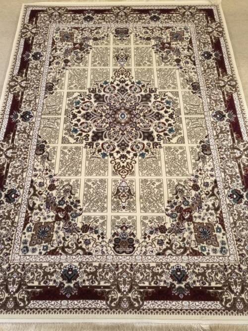 Kheshti Garden Medallion Rug — Ivory/Beige & Wine