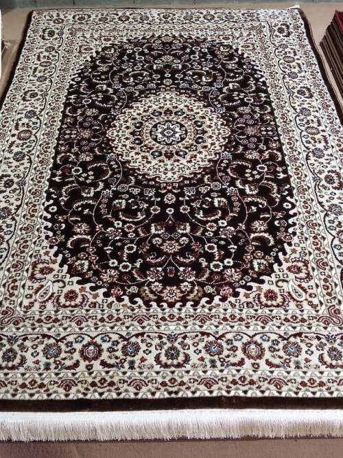 Kashan Floral Medallion Rug — Brown/Ivory (R327C)