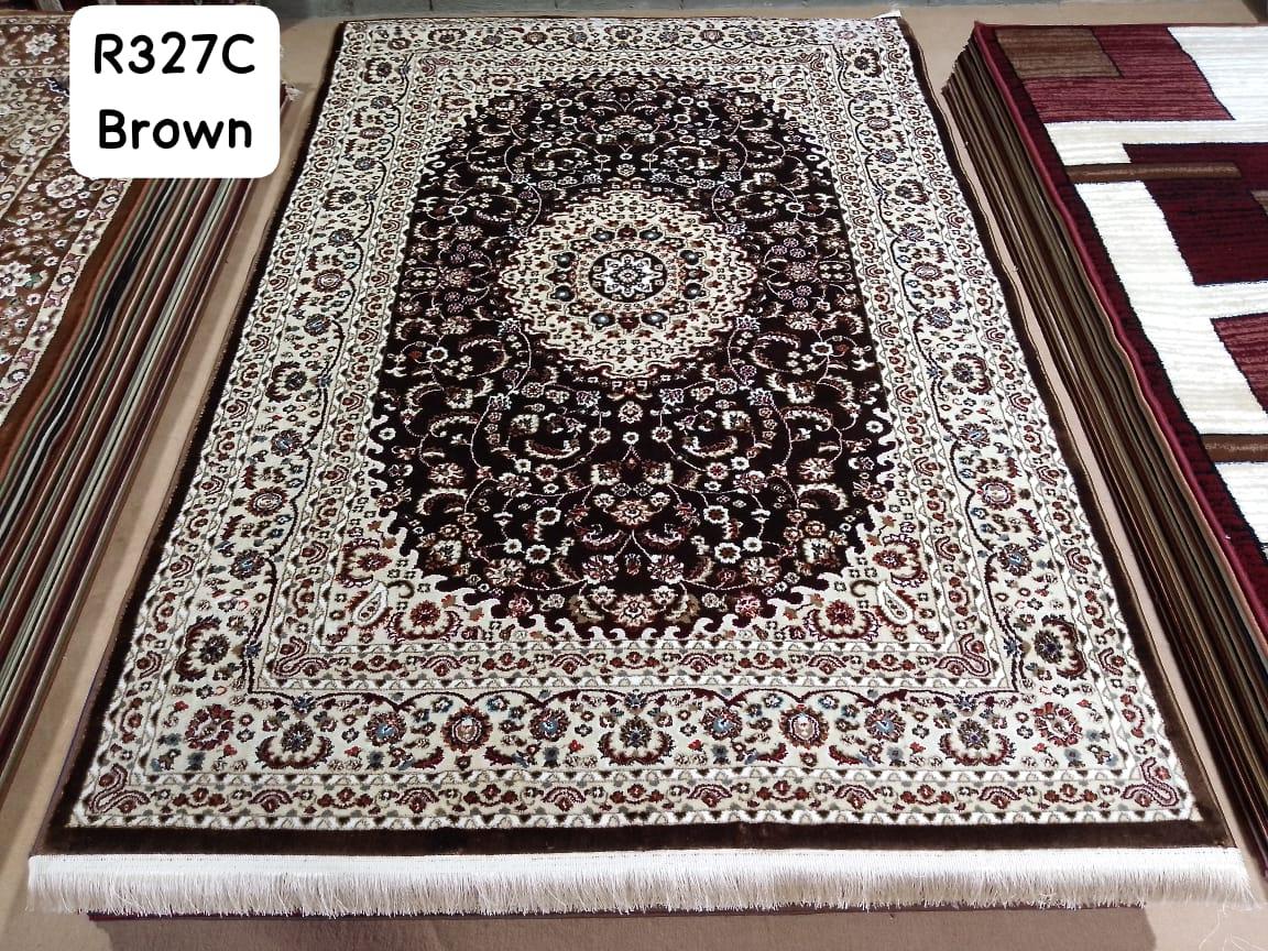 Kashan Floral Medallion Rug — Brown/Ivory (R327C)