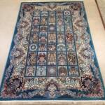 Kheshti Garden Panel Rug — Teal/Sea-Blue & Ivory