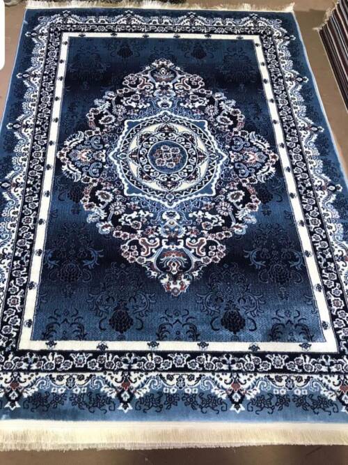 Tabriz Open-Field Medallion Rug — Light Blue/Ivory (R338C)