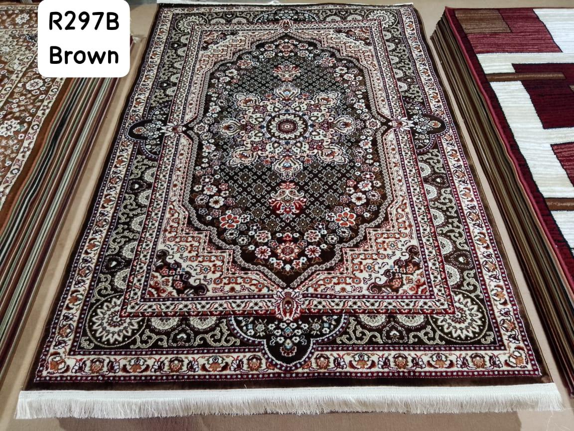 Tabriz Stepped Medallion Rug — Brown/Ivory & Brick (R297B)