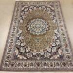 Kashan Floral Medallion Rug — Sand/Taupe & Ivory