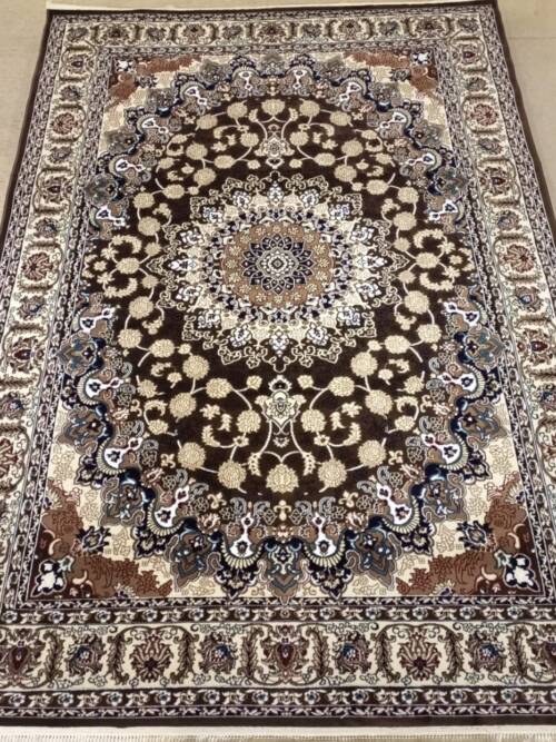 Kashan Floral Medallion Rug — Coffee Brown/Ivory & Taupe